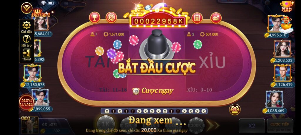 Phòng game cá cược tài xỉu TWIN